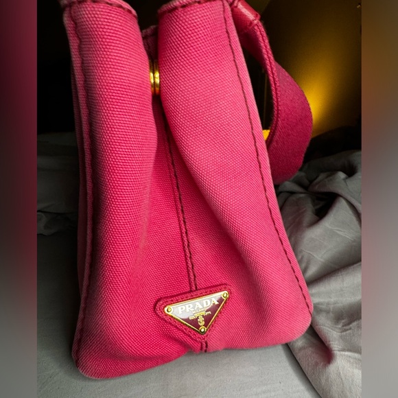 Prada Canapa Hand Bag and with Crossbody Strap in Pink - Picture 2 of 10